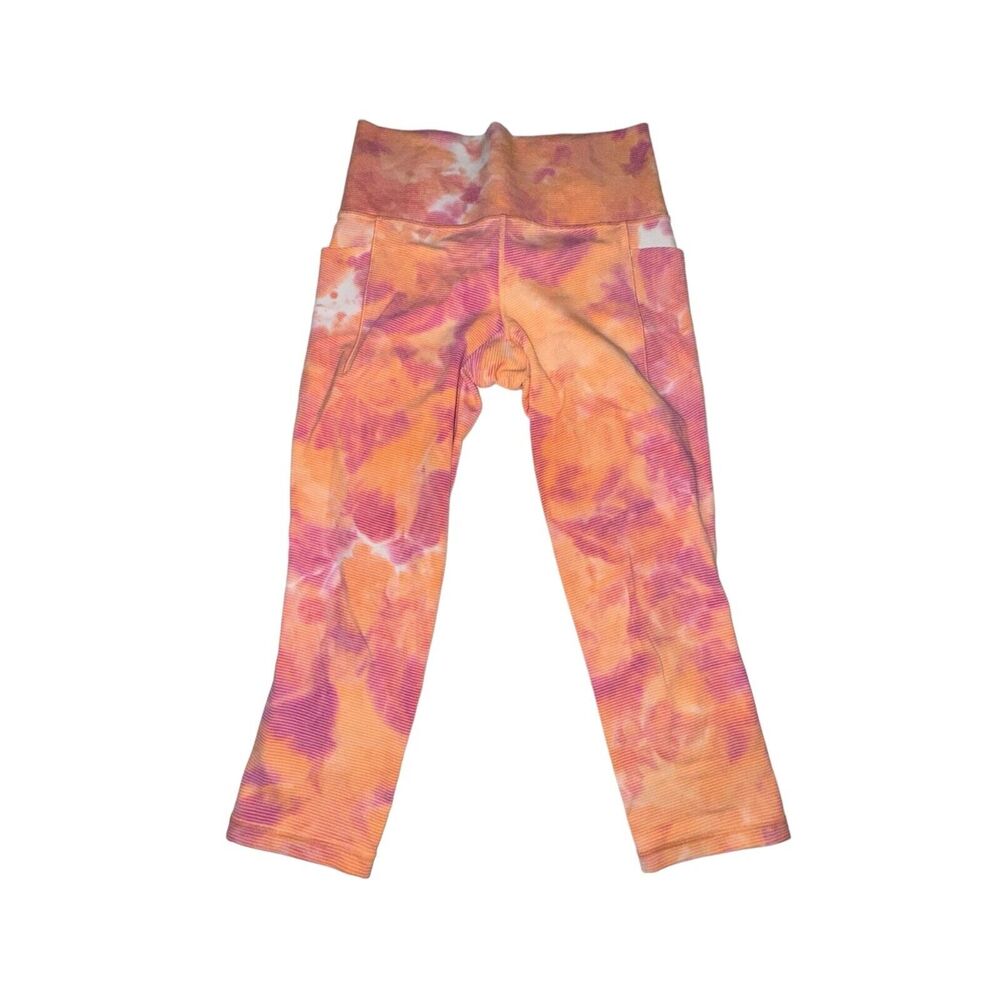 Athleta Salutation Stash Pocket II Capri Women's S Pink Orange Island Coral